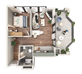 Luxury One-Bedroom Unit Plan